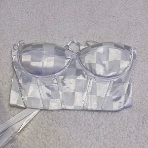 white checkerboard tube top